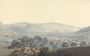 Llandrillo'nun uzaktan görünümü by Moses Griffith