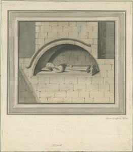Elford Kilisesi - "Stanley Anıtı": sulu boya çizimi, nd [?18. yüzyıl] by Moses Griffiths