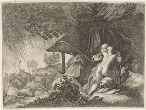 Bir fırtınadan sığınan çoban ve çoban kız by Moyses van Wtenbrouck