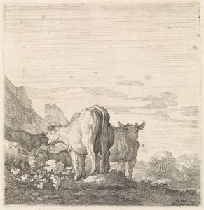 Evleri olan bir manzarada inekler ve keçiler Dört ayaklı hayvanlar (dizi adı) by Moyses van Wtenbrouck