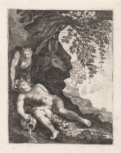 Slapende Silenus by Moyses van Wtenbrouck