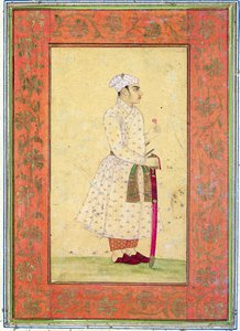 Büyük Clive Albümünden Babür mahkemesinin genç bir asilzadesi (kağıt üzerinde wc ile renkli çizim) by Mughal School
