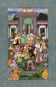 Büyük Clive Albümünden Semazen Grubu, c.1595 (kağıt üzerinde altın kaplı opak klozet) by Mughal School