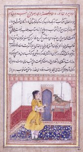 Khujista Papağanla Konuşuyor, c. 1580 by Mughal School