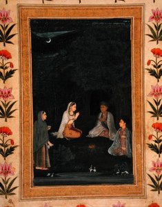 Küçük Clive Albümünden geceleri bir aşram ziyaret eden bayan by Mughal School