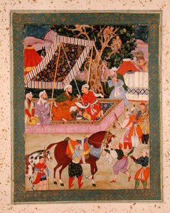 Büyük Clive Albümünden Hawking Seferi sırasındaki sahne, c.1570 by Mughal School