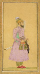 Küçük Clive Albümünden bir Babür prensinin ayakta figürü, c.1630-40 (kağıt üzerinde guaj ve tuvalet) by Mughal School