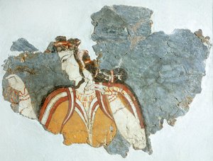 Mahkeme hanımı, Miken Sarayı'ndan fresk, Yunanistan, Miken Uygarlığı by Mycenaean