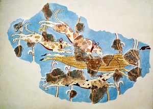 Tiryns, Yunanistan'dan avlanma sahnesini betimleyen fresk