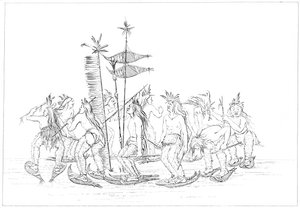 Chippewa kar ayakkabısı dansı, 1841. by Myers and Co
