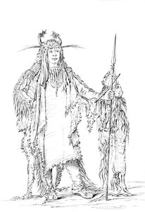 Kartal Kaburgalarının Portresi, Kızılderili Adam, 1841. by Myers and Co
