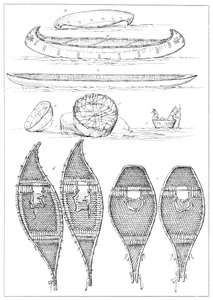Sioux kanoları ve Chippewa kar ayakkabıları, 1841. by Myers and Co