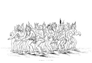 Sioux kabilesi bir ayı dansı yapıyor, 1841.