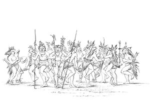 Bir dilenci dansı yapan Sioux kabilesi, 1841.