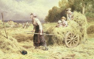Haytime, c.1860 (kağıt üzerine suluboya ve gövde rengi) by Myles Birket Foster