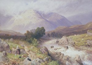 Dalmally, Argyll yakınlarındaki Yayla Sahnesi (tuval üzerine wc)