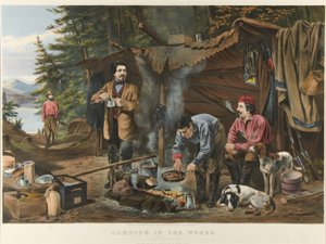 Ormanda Kamp Yapmak “İyi Bir Zaman Geliyor” (renkli litografi) by Currier and Ives