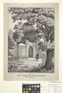 Lafayette At The Tomb Of Washington (elle renklendirilmiş litografi)