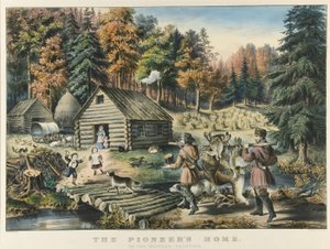 Öncünün Batı Sınırındaki Evi by Currier and Ives