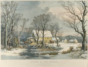 Kırda Kış, Eski Grist Değirmeni by Currier and Ives
