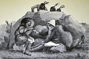 Currier & Ives İllüstrasyon 19. Yüzyıl. Savaş Yolunda Uluyan Bir Şişme by N. and Ives, J.M. Currier
