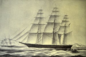 Currier & Ives İllüstrasyon 19. Yüzyıl. Clipper gemisi Hurricane by N. and Ives, J.M. Currier