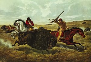 Çayırda Yaşam - Bufalo Avı, 1862 (renkli taş)