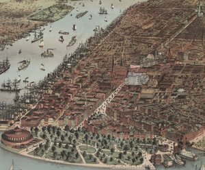 New York Şehri (detay), 1883 by N. and Ives, J.M. Currier