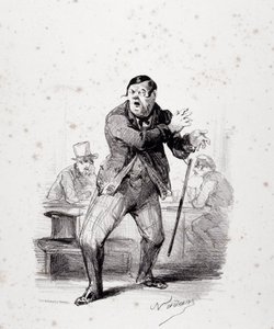 Komedyenler sahnede. "Les Ficelles Dramatiques unrolled by Berthelier de l