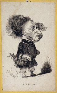 Fransız yazar Alexandre Dumas Jr. (1824-1895) tarafından portre yükü (portre şarjı). Gaspard Felix Tournachon ve Felix Nadar (1820-1910) tarafından çizilen karikatür. by Nadar