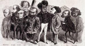Yazarların portreleri Paul de Kock (1793-1871), Emile Augier (1820-1889), Eugene Scribe (1791-1861), Felix Nadar, Alphonse Karr (1808-1890), Alexandre Dumas pere (1802-1870) ve Alexandre Dumas Jr. (1824-1895), Joseph Mery (1798-1866) ve Leon Gozan (1803-1) by Nadar