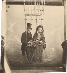 Balon Gondolda Karısı Ernestine ile Otoportre by Nadar