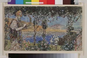 Peri masalı. Nadezhda Sergeyevna Psishcheva (1881-1913), kağıt üzerine suluboya ve mürekkep çalışması by Nadezhda Psishcheva