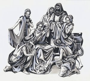 Aşil ve Ulysses (kağıt üzerine guaj)
