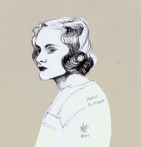 Daphne Du Maurier, 2021 (çizim) by Nancy Moniz Charalambous
