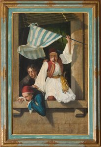 Yunan Devrimi Sahnesi (tuval üzerine yağlı boya) by Narciso Malatesta