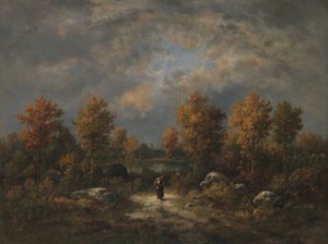 Sonbahar: Woodland Pond, 1867. by Narcisse Virgile Diaz de la Peña