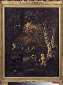 Ormandaki Köpekler Tablosu, Narcissus Diaz de la Pena tarafından by Narcisse Virgile Diaz de la Peña