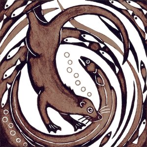 Yılanbalığı ile Otter, 2010 (renkli gravür)