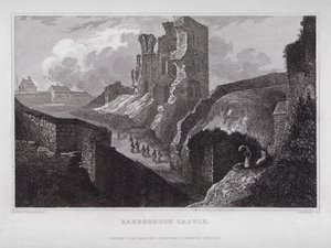 Scarborough Kalesi (gravür) by Nathaniel (after) Whittock