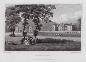 Studley Royal (gravür) by Nathaniel (after) Whittock