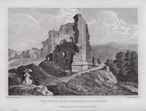 Knaresborough Kalesi Harabeleri (gravür) by Nathaniel (after) Whittock