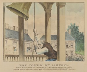 The Tocsin of Liberty-Rung, State House Bell tarafından, Independence Hall Philadelphia, Temmuz..., 1876. Yaratıcılar: Nathaniel Currier, James Merritt Ives, Currier ve Ives. by Currier and Ives