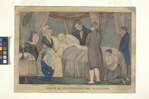 Washington'un Ölümü (elle renkli taşbaskı) by Nathaniel Currier