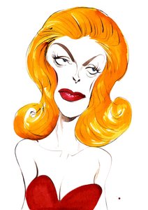 Julie London Amerikalı şarkıcı ve oyuncu (1926-2000); renkli karikatür, 2015 by Neale Osborne