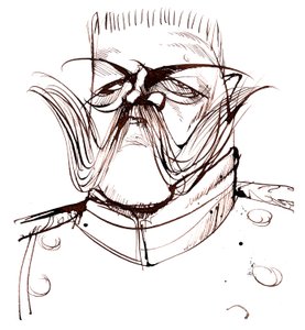 Paul von Hindenburg -Polonya doğumlu, Alman general ve cumhurbaşkanı (1847-1934); karikatür by Neale Osborne