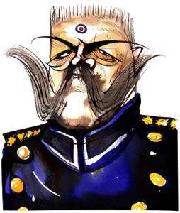 Paul von Hindenburg -Polisi yavukiye, jenerali w’Ubudage na perezida (1847-1934); amabara karicature by Neale Osborne