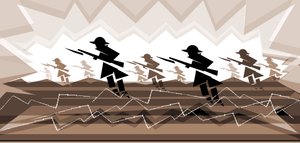 Süngü ile Birinci Dünya Savaşı askerleri - siperlerden çıkan by Neale Osborne