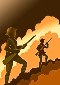 Süngü ile Birinci Dünya Savaşı askerleri - siperlerden çıkan by Neale Osborne