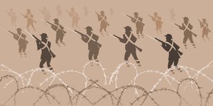 Süngü ile Birinci Dünya Savaşı askerleri - siperlerden çıkan by Neale Osborne